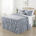 thumbnail image 1 of JML 4 Piece Ruffle Skirt Bedspread Cover Set,30" Drop Knitted Bed Skirt Coverlet,King,Navy, 1 of 6