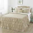thumbnail image 1 of JML 4 Piece Ruffle Skirt Bedspread Cover Set,30" Drop Knitted Bed Skirt Coverlet,Queen,Camel, 1 of 6