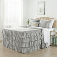 thumbnail image 1 of JML 4 Piece Ruffle Skirt Bedspread Cover Set,30" Drop Knitted Bed Skirt Coverlet,Queen,Grey, 1 of 6