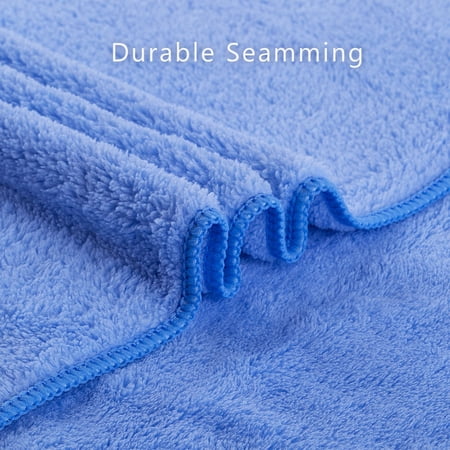 JML 6 Pack Plush Fleece Towel Set Blue 2 Pack 2-Piece