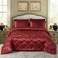 thumbnail image 1 of JML 6 Piece Silky Satin Comforter Set, Bedding Bed in a Bag,Burgundy,Twin, 1 of 6