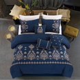 thumbnail image 1 of JML 7 Piece Comforter Set Embroidered Bed in a Bag Dark Blue King, 1 of 5