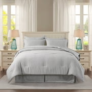 JML 8 Piece Bed In A Bag, Cationic Dyeing Cozy Comforter Bedding Set (Queen, Grey)