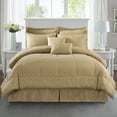 thumbnail image 1 of JML 8 Piece Bed in a Bag Quilted Diamond Comforter Set with Sheets, Twin, Taupe, 1 of 5
