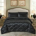 thumbnail image 1 of JML 8 Piece Comforter Set, Silky Soft Satin Bed in a Bag with Sheets pillowcases , Black, King , 1 of 5