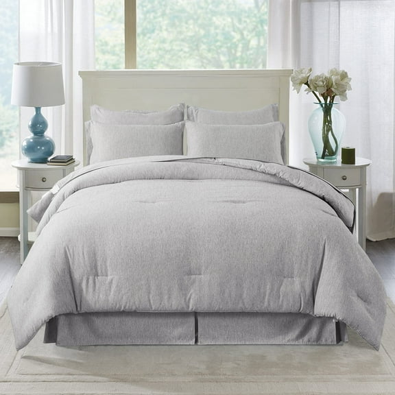 JML 8 Piece Comforter Set - Soft Microfiber Cationic Dyeing Bed in a Bag, Queen, Dark Grey