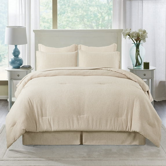JML 8 Piece Comforter Set - Soft Microfiber Cationic Dyeing Bed in a Bag, Queen, Khaki