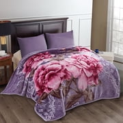 JML Adult King Size Raschel-Korean Style Reversible Embossed Blanket, 83 x 91 inches, 6lbs