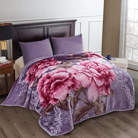 JML Adult King Size Raschel-Korean Style Reversible Embossed Blanket, 83 x 91 inches, 6lbs