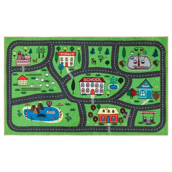 JML Area Rugs 2.6'x5', Kids Playmat Rugs, Educational Learning Area Rugs for Playing, Children Carpet for Kids Bedroom Playroom Classroom,City Life Educational Road Traffic