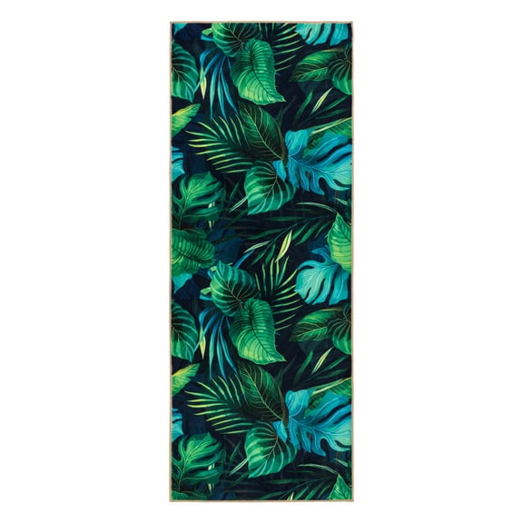 JML Area Rugs 2'x8' Washable Rugs Modern Carpet for Home Decor Foldable Non-Slip Bedroom Rugs Entryway Hallway Runner Rug, Green Leaves
