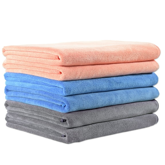 JML Bath Towel Set(6 Pack,27" x 55") Absorbent,Fast Drying Microfiber Towels for Bath, Multicolor