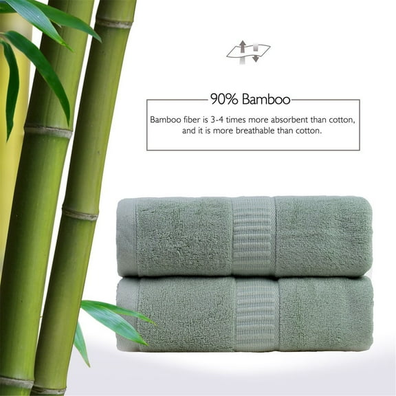 JML Bath Towel Sets, 2 Piece Bamboo Towels, Natural Ultra Soft Touch and Absorbent, No Shedding, Antibacterial & Odor Resistant Towel 27 x 55 inches (Green)