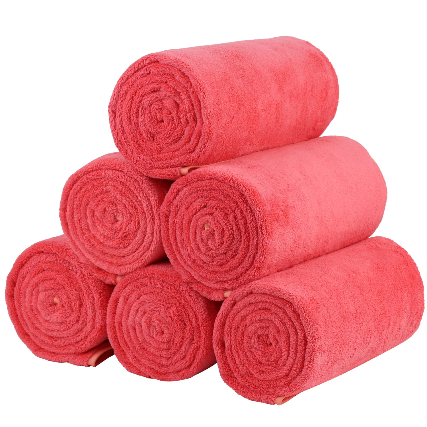 JML Bath Towels (6 Pack, 27"x55"), Hotel & Spa Density Fleece Fade Resistant Bath Towel Set, Orange