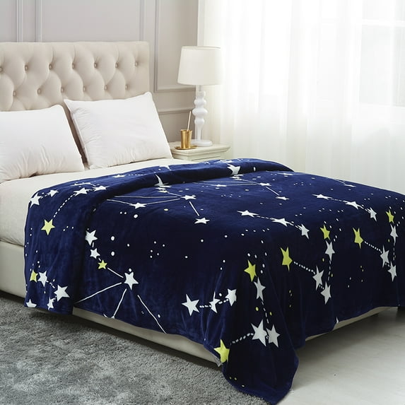 JML Bedding All Seasons Lightweight Cozy Flannel Plush Fleece Blanket for Bed Sofa,Beauty Pattern Printed,Queen, Ardent Blue