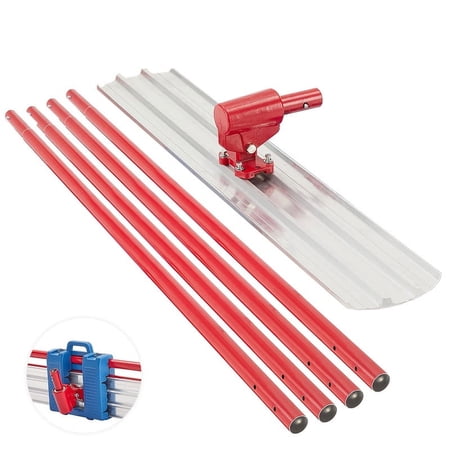 JML Bull Float 48''x 8'' Concrete Float, Round End Cement Tool Kit with 4 Interlocking Poles Finishing Bracket Concrete Float