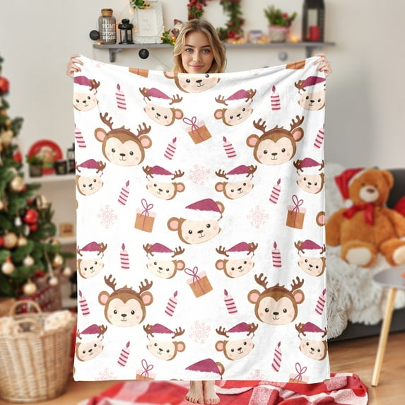 JML Christmas Soft Twin Blanket, 60"x80", Lightweight Plush Holiday Blanket for Home Decor, Christmas Gifts for Adults and Couples