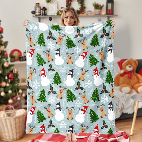 JML Christmas Soft Twin Blanket, 60"x80", Lightweight Plush Holiday Blanket for Home Decor, Christmas Gifts for Adults and Couples