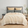 thumbnail image 1 of JML Contemporary Almond Cream Beige Satin, Fleece Reversible Bed Blanket King, 1 of 4