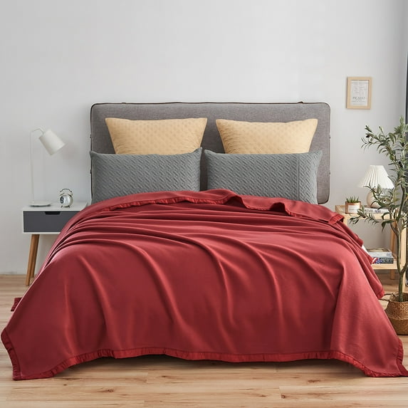 JML Contemporary Burgundy Red Satin, Fleece Reversible Bed Blanket King