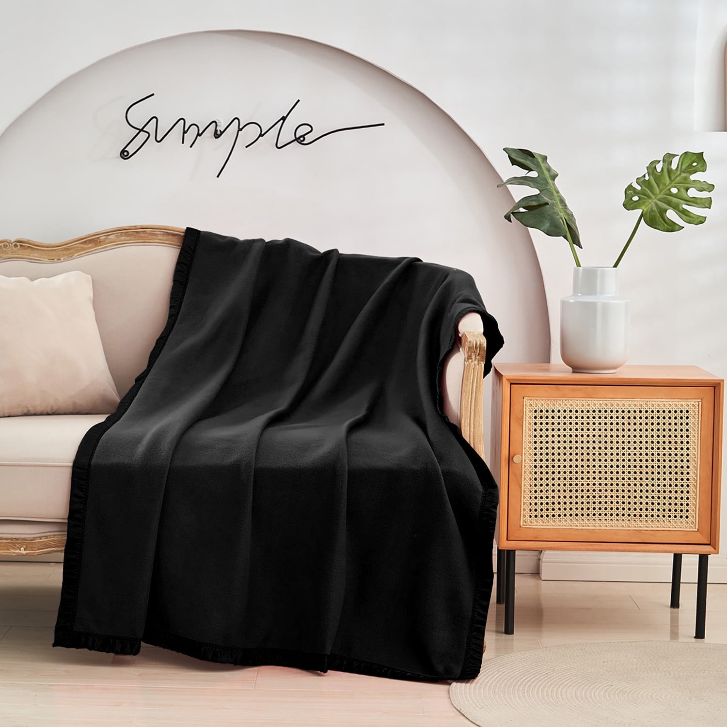JML Cozy Soft Fleece Throw Blanket With Satin Binding Edges,Throw Blanket for Couch & Sofa,50"x60"