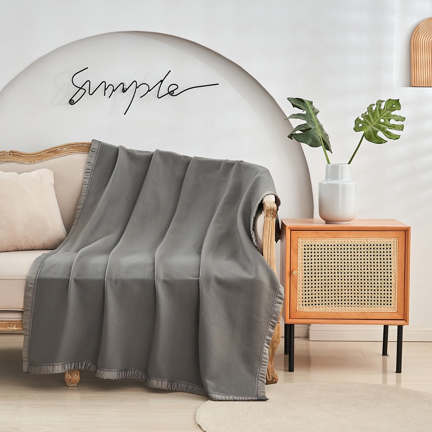JML Cozy Soft Fleece Throw Blanket With Satin Binding Edges,Throw Blanket for Couch & Sofa,50"x60"