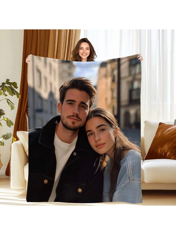 Custom Blanket with Picture, Personalized Photo Flannel Blanket, 1 Photo 30"X40"
