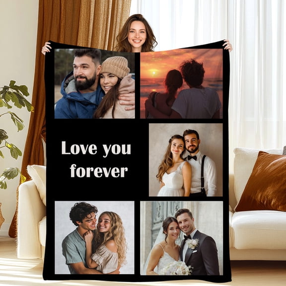 JML Custom Blanket with Pictures Text, Personalized Photos Flannel Blanket, 30"X40"