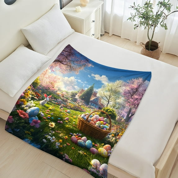 JML Custom Fleece Throw Blanket for Easter - Soft Printed Throw Blanket, Fuzzy Blankets & Throws 30x40 Inches