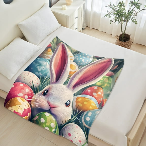 JML Custom Fleece Throw Blanket for Easter - Soft Printed Throw Blanket, Fuzzy Blankets & Throws 30x40 Inches