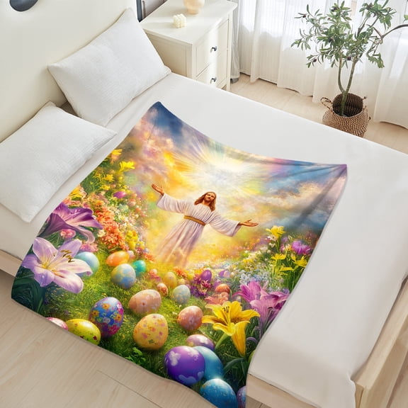 JML Custom Fleece Throw Blanket for Easter - Soft Printed Throw Blanket, Fuzzy Blankets & Throws 30x40 Inches