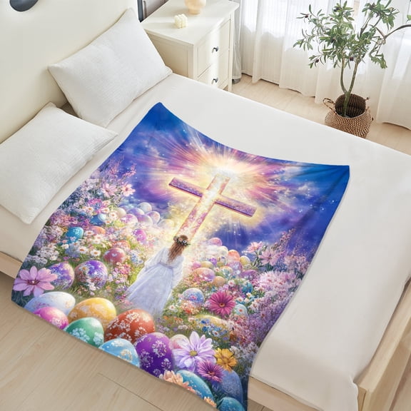 JML Custom Fleece Throw Blanket for Easter - Soft Printed Throw Blanket, Fuzzy Blankets & Throws 30x40 Inches