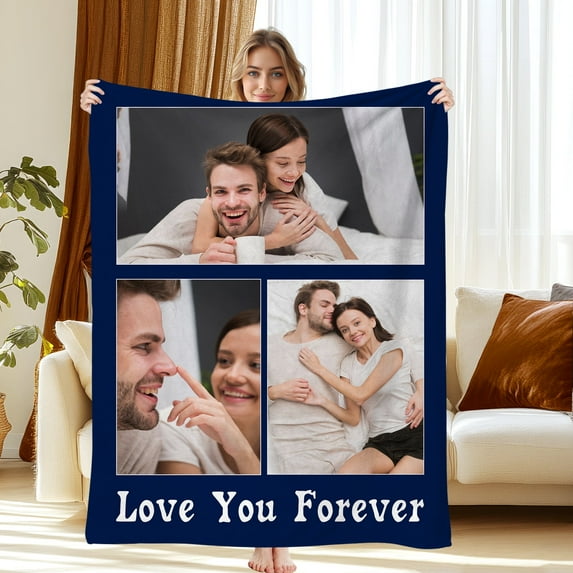 JML Custom Soft Flannel Blanket - Personalized Photo & Text Throw, Blankets & Throws 50"x60" for Family, Pets, & Adults