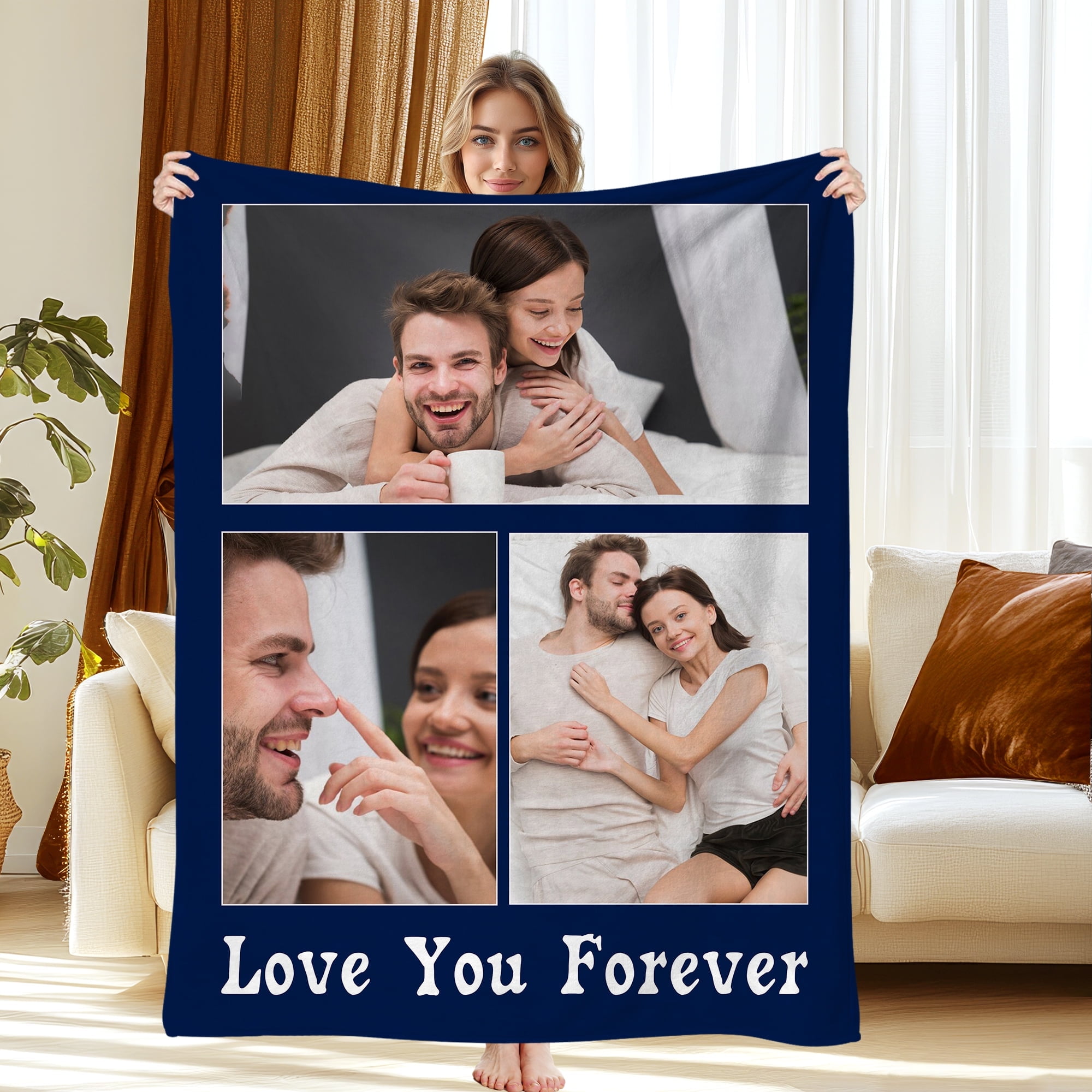 JML Custom Soft Flannel Blanket - Personalized Photo & Text Throw, Blankets & Throws 60"x80" for Kids, Pets, & Adults