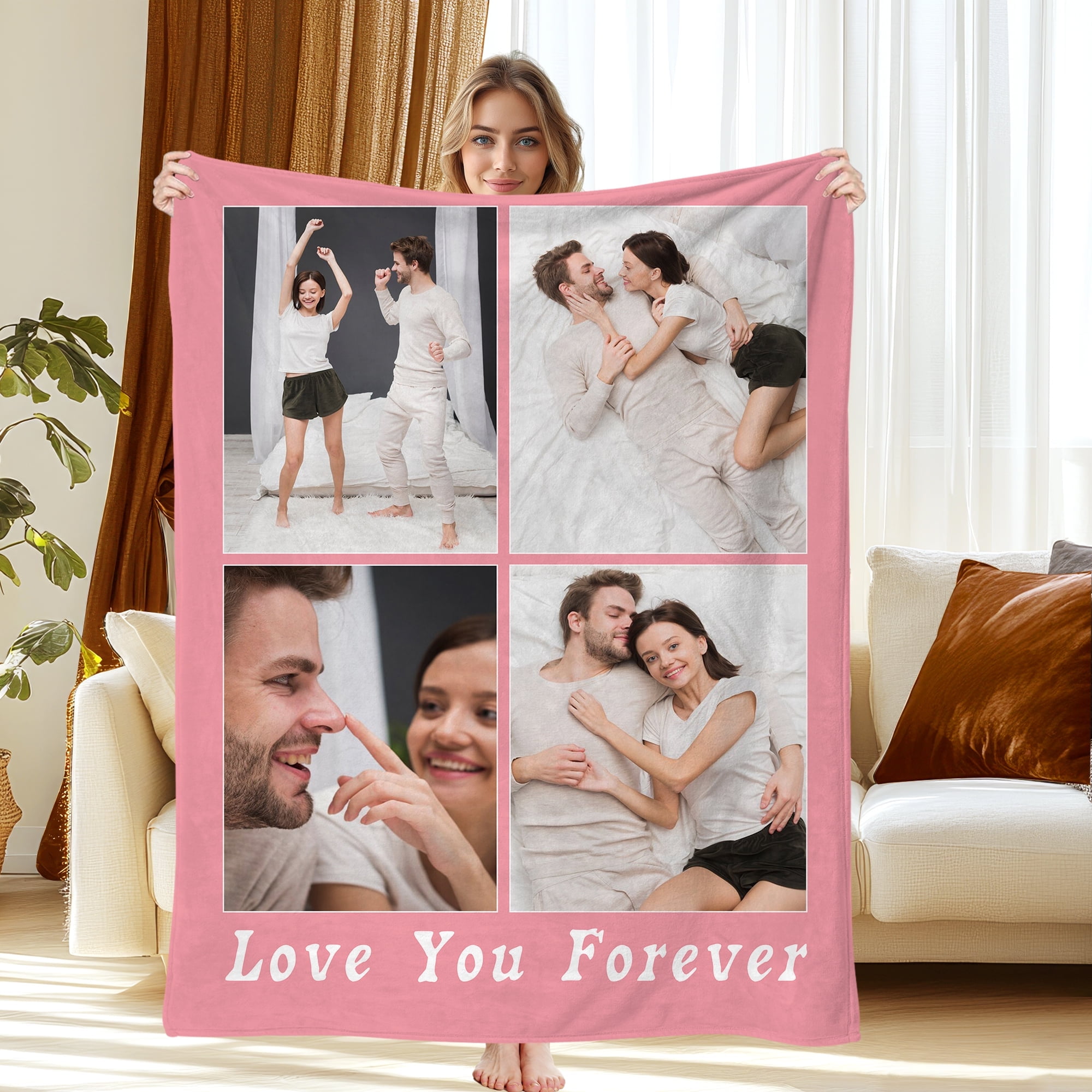 JML Custom Soft Flannel Blanket - Personalized Photo & Text Throw, Blankets & Throws 60"x80" for Kids, Pets, & Adults