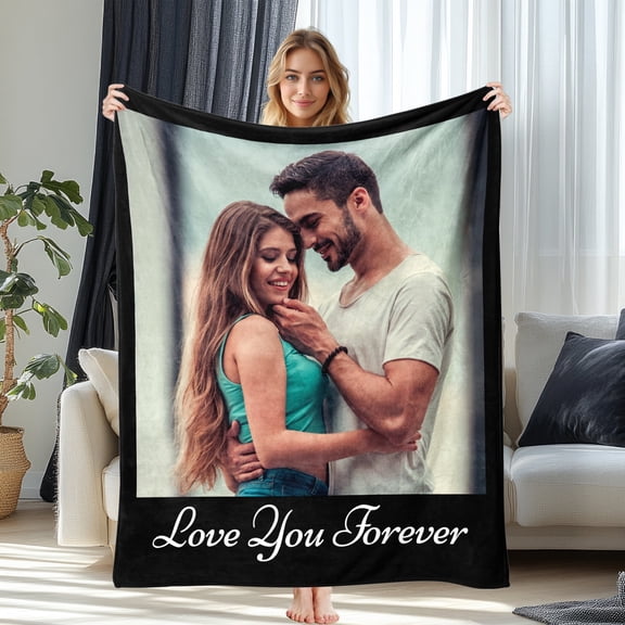 JML Custom Soft Flannel Blanket - Personalized Photo & Text Throw, Multiple Sizes for Family, Pets, & Adults