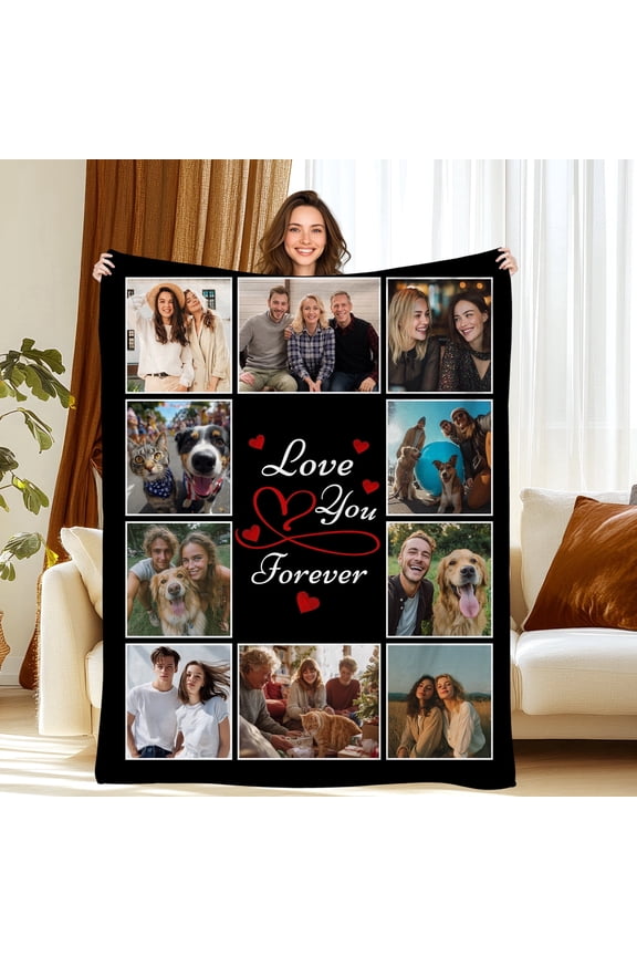 Custom Blanket Soft Flannel Throw Blanket - Personalized Photo & Text Throw, 30"x40" for Family, Pets, & Adults