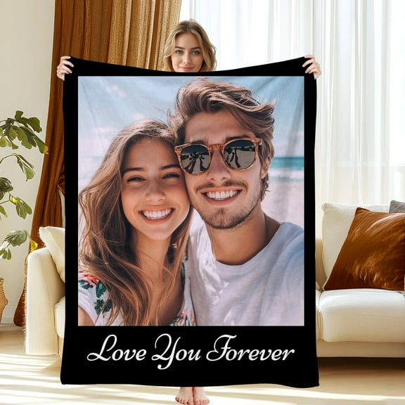 JML Custom Soft Flannel Blanket - Personalized Photo & Text Throw, Multiple Sizes for Family, Pets, & Adults