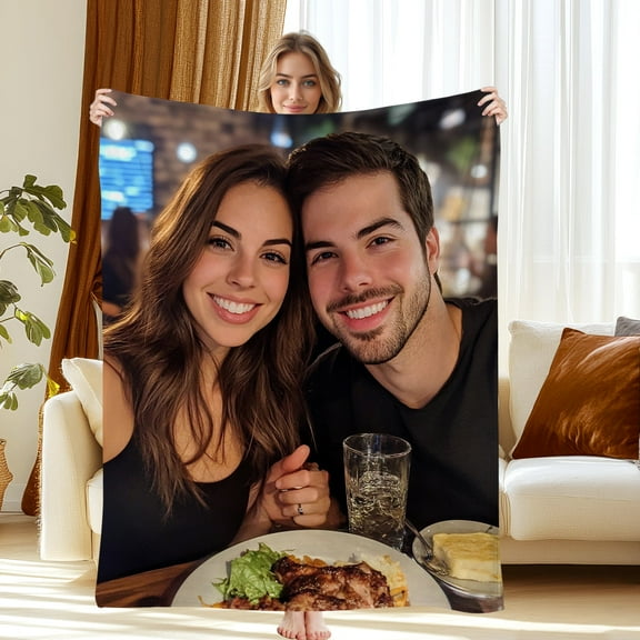 JML Custom Soft Flannel Blanket - Personalized Photo & Text Twin Blanket, Blankets & Throws 60"x80" for Family, Pets, & Adults