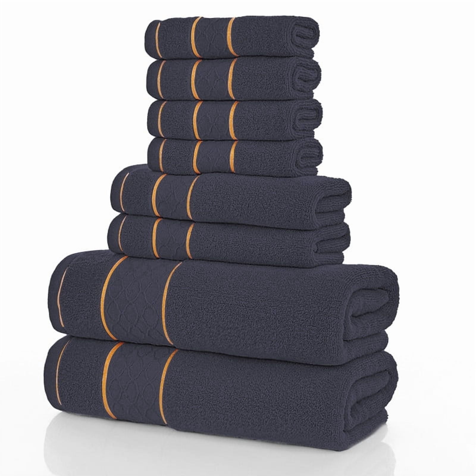 JML Dark Gray Bath Towel Set of 8 Pieces - Cotton Blend Highly Absorbent Towels for Bathroom, 2 Soft Bath Towels, 2 Hand Towels, 4 Washcloths