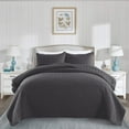 thumbnail image 1 of JML Dark Gray Chevron Microfiber Quilt, Queen - Breathable, 1 of 5