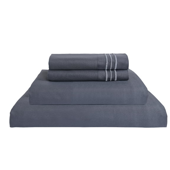 JML Dark Grey Bed Sheet Set Queen Size, Soft Brushed Microfiber Bedding Sheet Set, 4 Piece