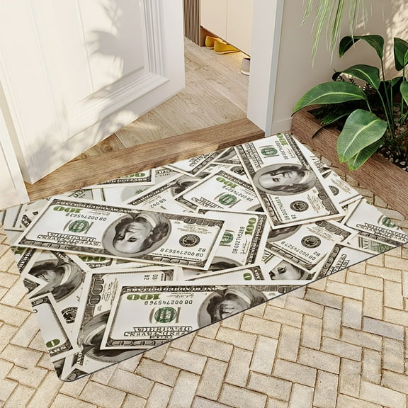 JML Doormat, Quick-Dry Microfiber Fabric & Non-Slip Rubber Backing Door Mat - Super Absorbent, Floor Mat for Bathroom/Kitchen, (16"x24") - Ideal Housewarming Gift, Countless Hundred-Dollar Bills