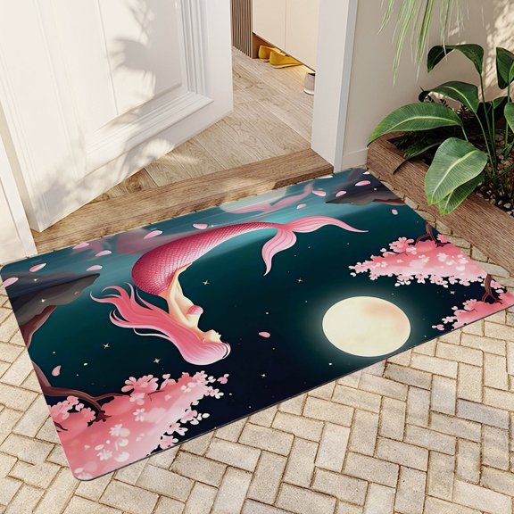 JML Doormat, Non-Slip Indoor Outdoor Rug Mats for Porch Entry Way, Floor Mat for Bathroom/Kitchen, (16"x24") - Mermaid