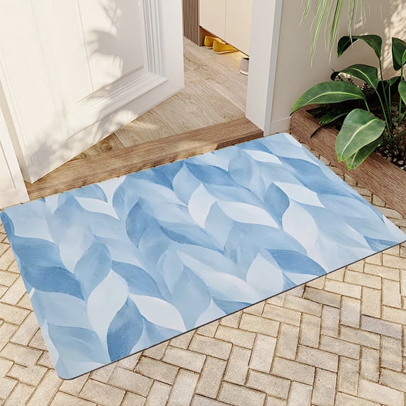 JML Doormat, Non-Slip Indoor Outdoor Rug Mats for Porch Entry Way, Floor Mat for Bathroom/Kitchen, (20"x32") - Abstract Blue and White Pattern