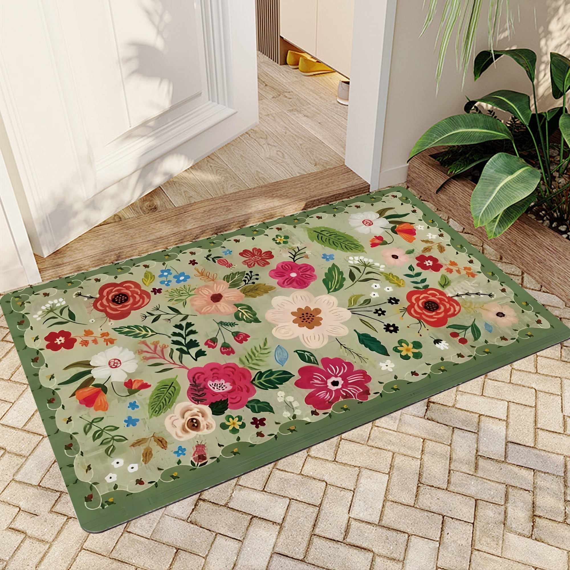 JML Doormat, Microfiber & Non-Slip Rubber Backing Door Mat - Rug Mats for Porch Entry Way Bathroom/Kitchen, (24"x36") - Assorted Flowers