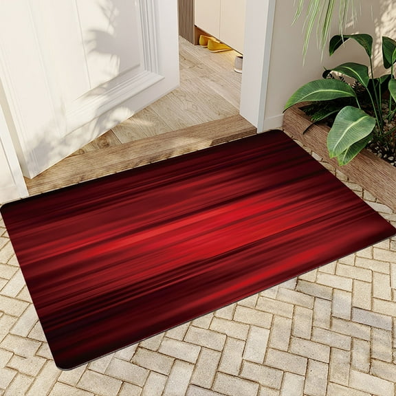 JML Doormat, Quick-Dry Microfiber Fabric & Non-Slip Rubber Backing Door Mat - Super Absorbent, Floor Mat for Bathroom/Kitchen, (24"x36") - Ideal Housewarming Gift, Red Stripe Texture