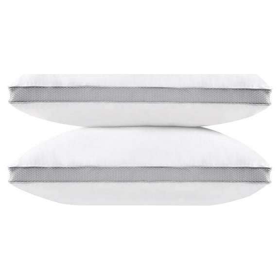 JML Down Alternative Bed Pillow with Brushed Microfiber Cover and Gusset, 2 Pack, Queen, 20"x26"