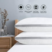 JML Down Alternative Bed Pillow with Cotton Cover and Gusset, 2 Pack, King, 20"x36"