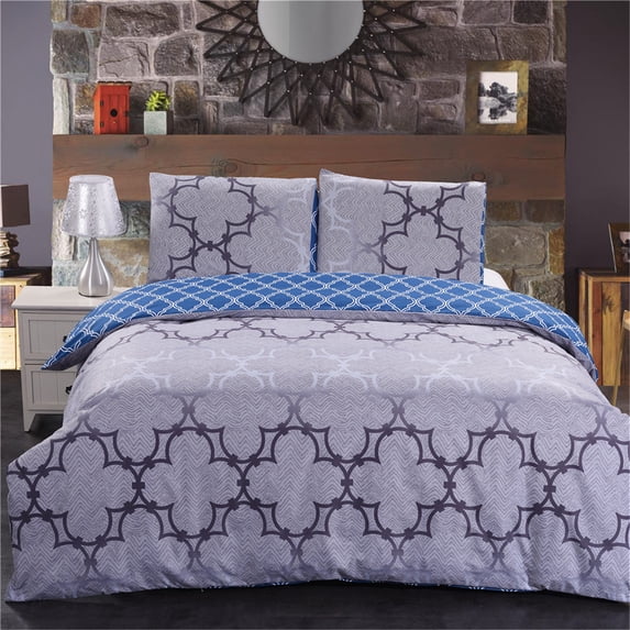 JML Duvet Set King 3 Piece - Comforter Cover with Zipper Closure and 2 Pillowcases, Printed